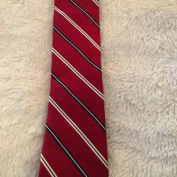 Jos. A. Bank Heritage Collection stripes red black white silk tie - Picture 2 of 3